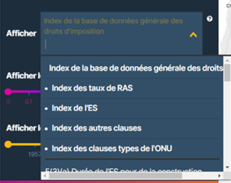 Sélection d'indice et de clauses dans l'explorateur de conventions fiscales