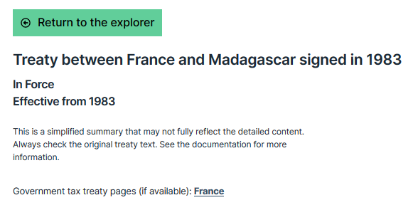 Detailed treaty view in the tax treaties explorer